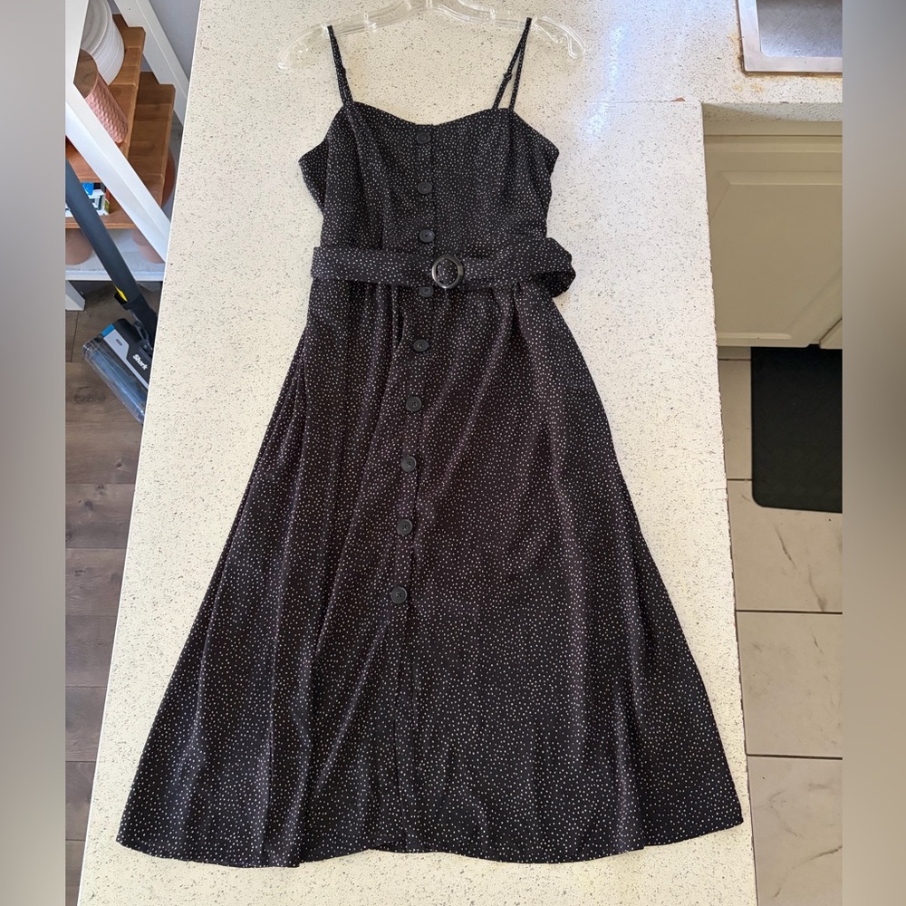 Express Polka Dot Belted Midi Dress Size Small